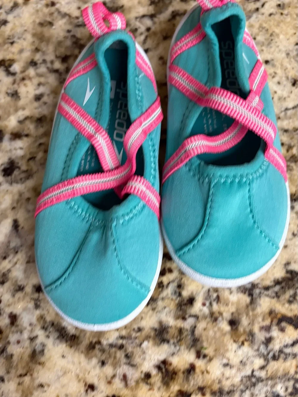 Speedo Kids Teal Water Shoes with Pink Straps